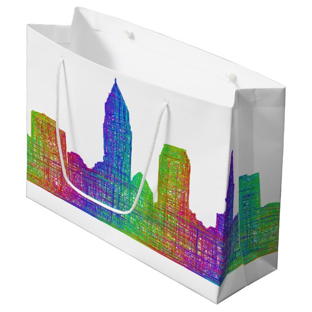 Cleveland skyline large gift bag (Front Angled)