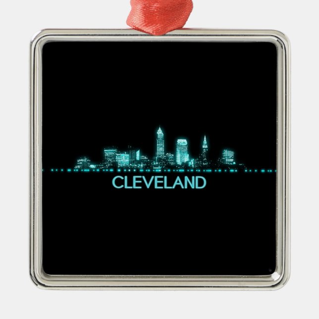 Cleveland Skyline Metal Tree Decoration (Front)