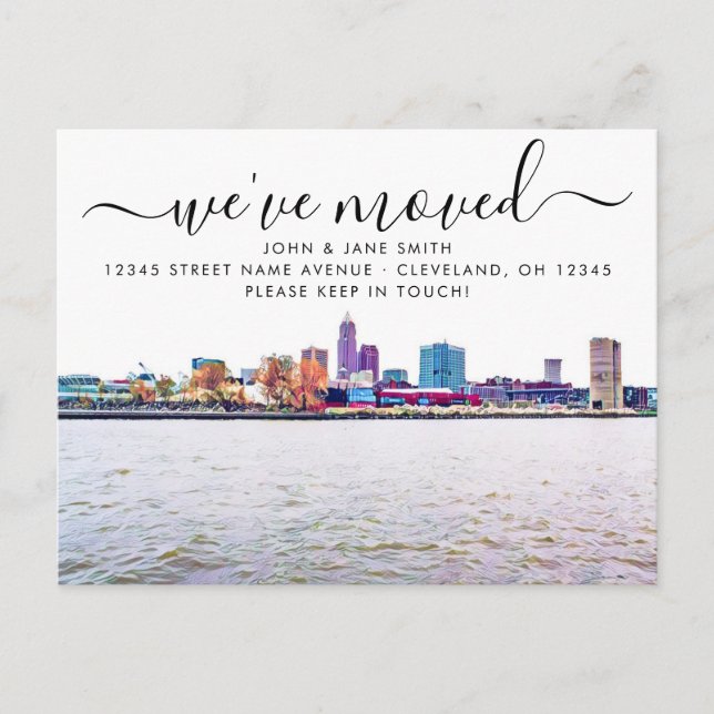 Cleveland Skyline Moving Announcement Postcard (Front)