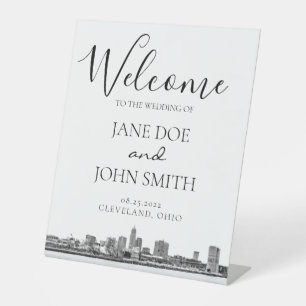 Cleveland Skyline Pedestal Sign