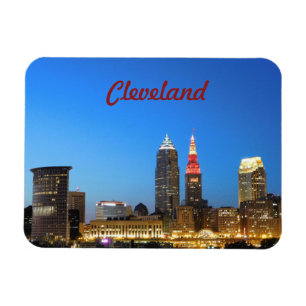 Cleveland Skyline Wine and Gold Magnet