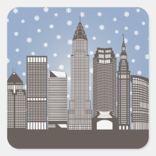 Cleveland Snowflakes Square Sticker