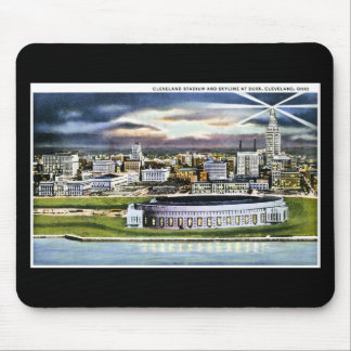 Cleveland Stadium Skyline at Dusk, Cleveland, Ohio Mouse Mat