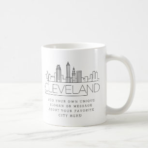 Cleveland Stylised Skyline   Custom Slogan Coffee Mug