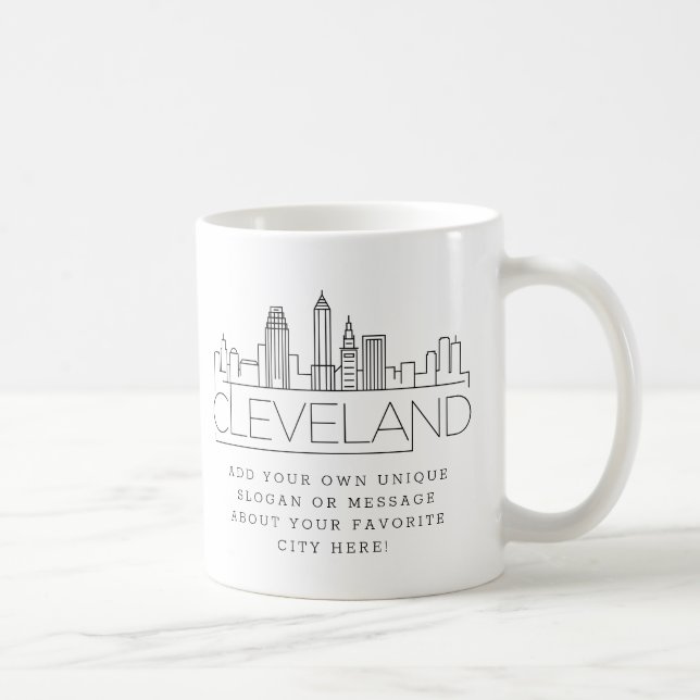 Cleveland Stylised Skyline | Custom Slogan Coffee Mug (Right)