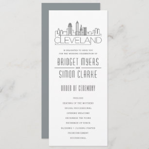Cleveland Stylised Skyline   Wedding Program Invitation