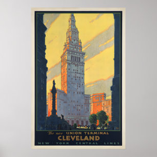 Cleveland Union Terminal - Vintage Travel Poster