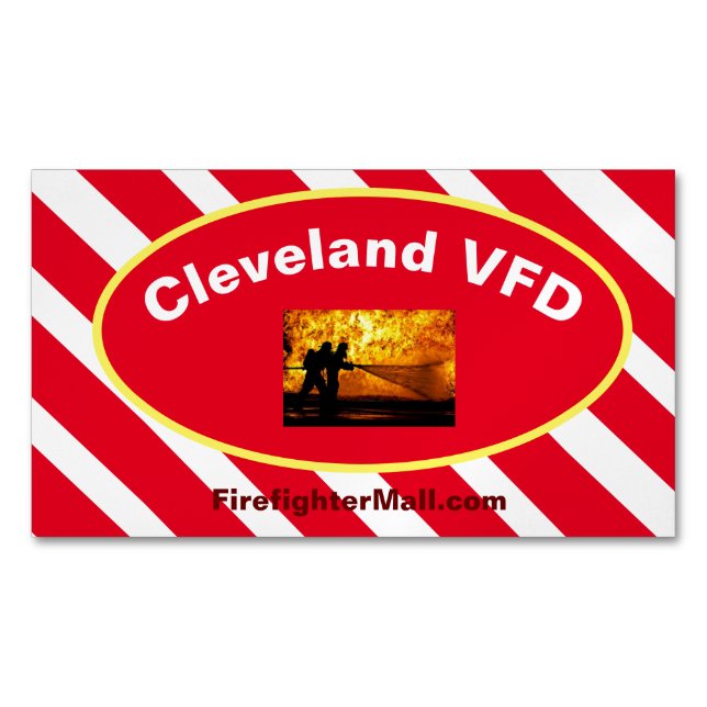 Cleveland VFD Flames Magnetic Business Cards (Front)