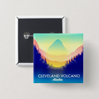 Cleveland Volcano Alaska travel poster 15 Cm Square Badge