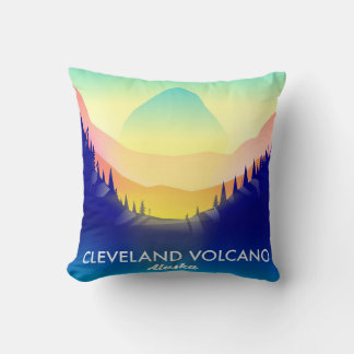 Cleveland Volcano Alaska travel poster Cushion