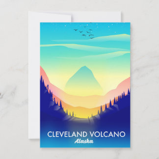 Cleveland Volcano Alaska travel poster Invitation