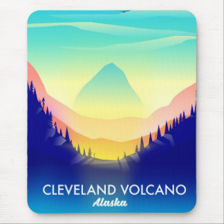 Cleveland Volcano Alaska travel poster Mouse Mat