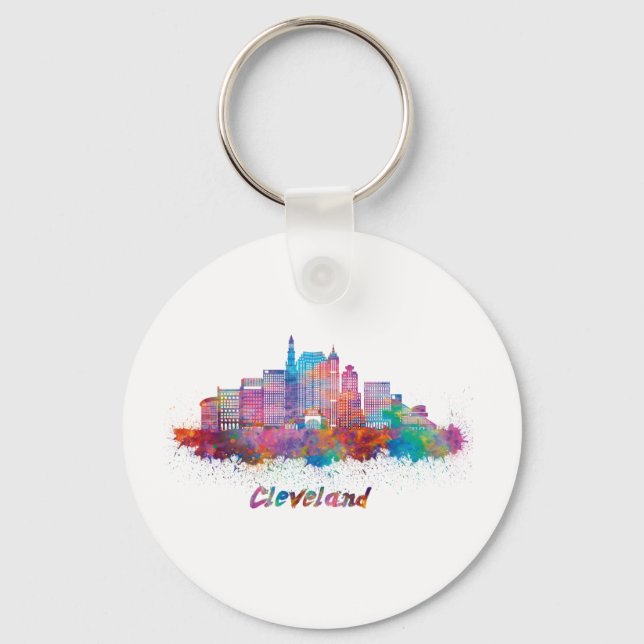 cleveland watercolor horizon key ring (Front)