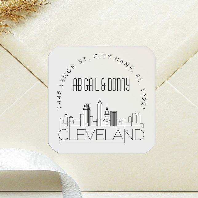 Cleveland Wedding Custom Address Square Sticker (Creator Uploaded)
