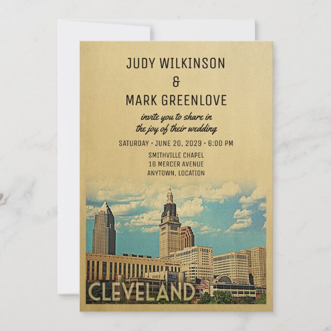 Cleveland Wedding Invitation Ohio (Front)