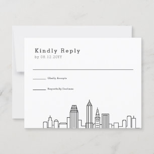 Cleveland Wedding   Stylised Skyline RSVP Card