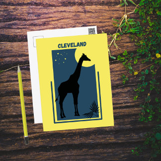 Cleveland Zoo Ohio Vintage Giraffe Postcard