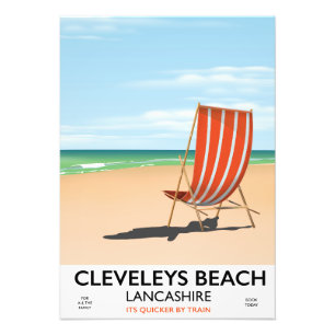 Cleveleys Beach Lancashire seaside poster