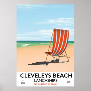 Cleveleys Beach Lancashire seaside poster