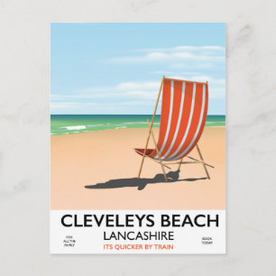 Cleveleys Beach, lancashire vintage travel poster Postcard