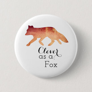 Clever as a Fox Typographical Watercolor 6 Cm Round Badge