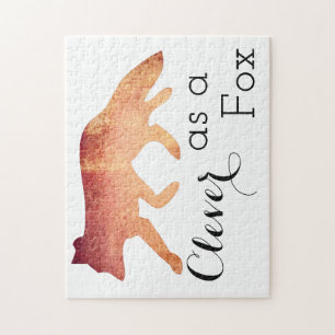 Clever as a Fox Typographical Watercolor Jigsaw Puzzle