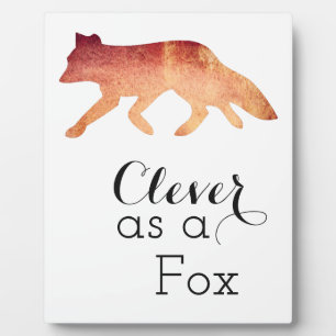 Clever as a Fox Typographical Watercolor Plaque