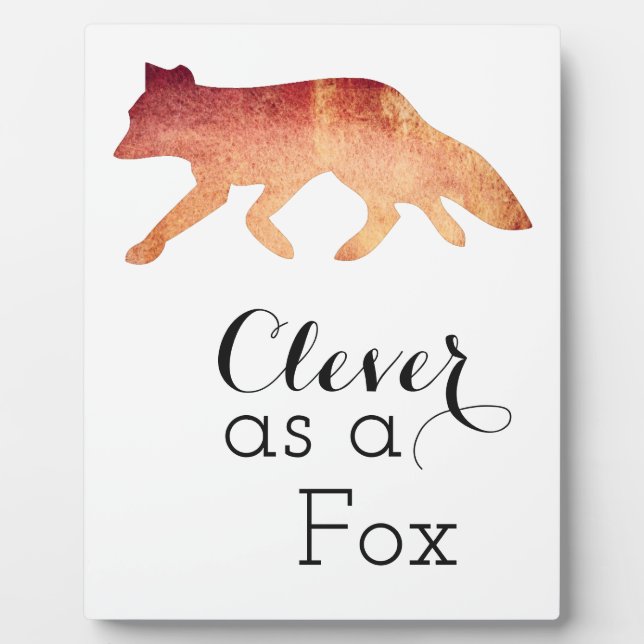 Clever as a Fox Typographical Watercolor Plaque (Front)