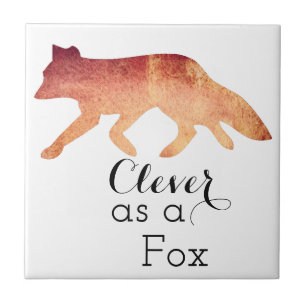 Clever as a Fox Typographical Watercolor Tile