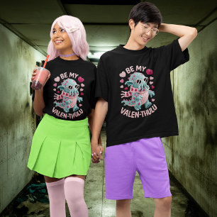 Clever Be My Valen-thulu Faux Yarn Cthulhu Design T-Shirt