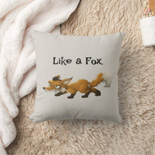 Clever Fox Cartoon – “Like a Fox” Design Cushion