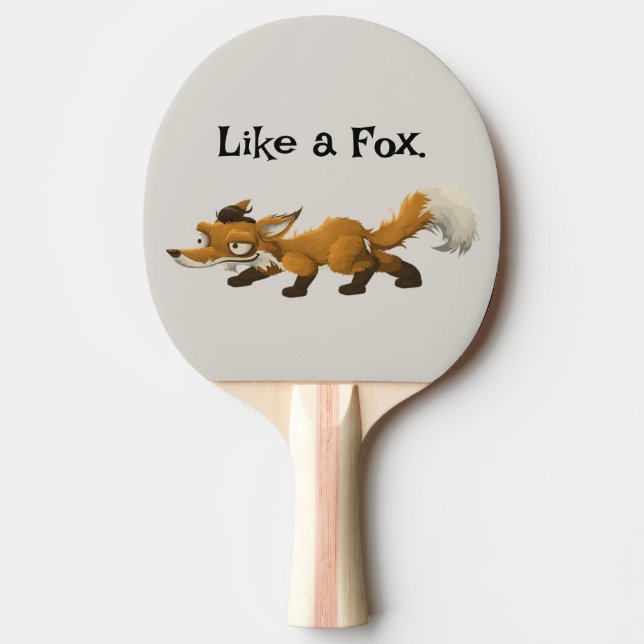 Clever Fox Cartoon – “Like a Fox” Design Ping Pong Paddle (Front)