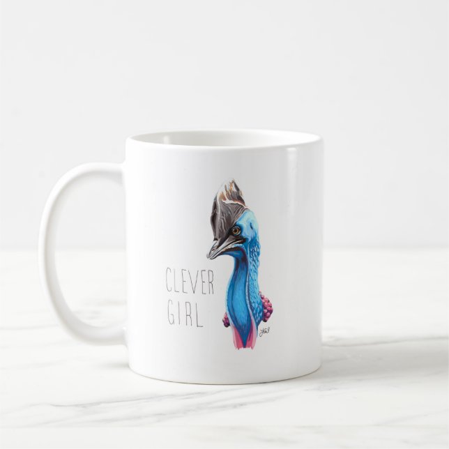 Clever Girl (Cassowary) Coffee Mug (Left)