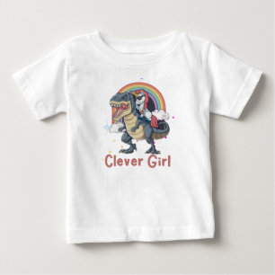 Clever Girl- Unicorn Riding Dinosaur Edition Baby T-Shirt