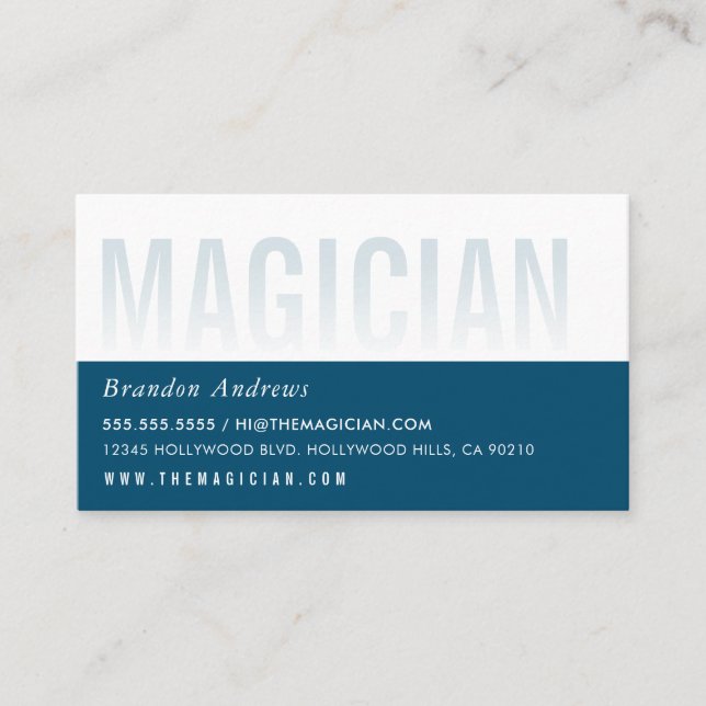 CLEVER OMBRE FADE TEXT minimal modern dark blue Business Card (Front)