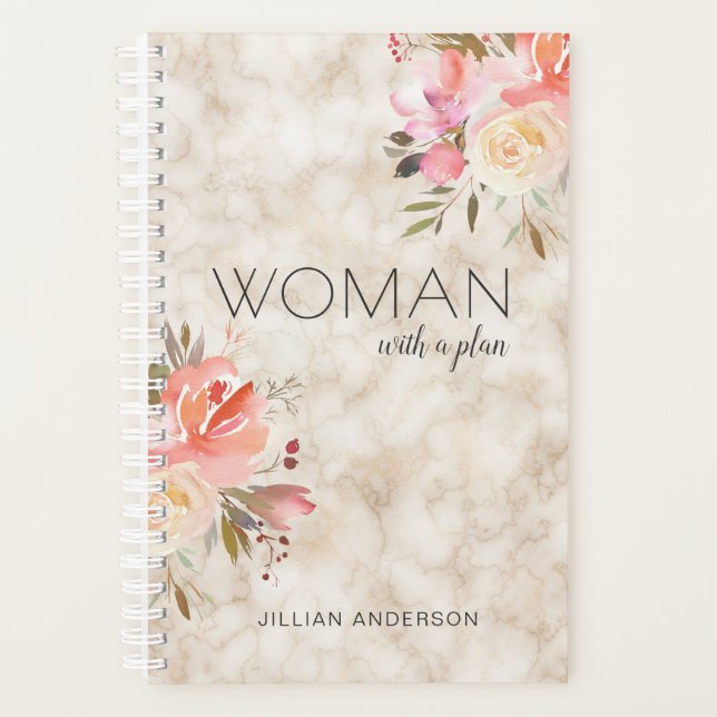 Clever Woman With a Plan Floral Personalised Planner (Front)