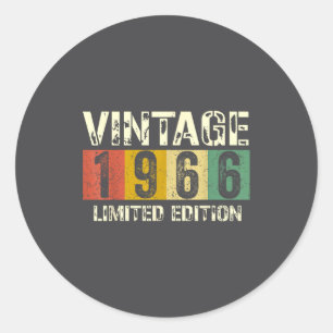 Clic 60 Birthday Decorations Men 60yr 1966 60th Bi Classic Round Sticker