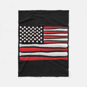 Clic American Baseball Flag - Vintage Baseball Fla Fleece Blanket
