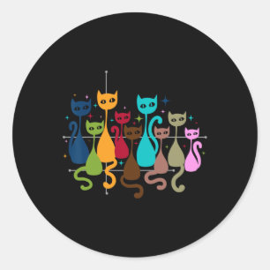 Clic Art Kitten Lover Vintage Artwork Cute Cat Classic Round Sticker