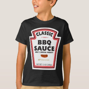 Clic Bbq Sauce Bottle Label Funny Halloween Costum T-Shirt