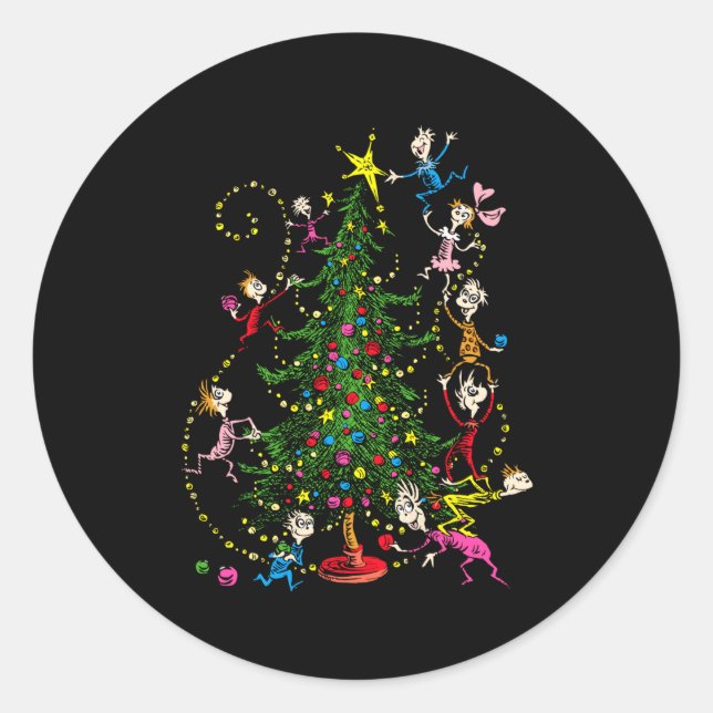 Clic Christmas Tree  Classic Round Sticker (Front)