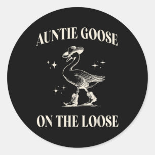 Clic Funny Auntie Goose On The Loose Silly Mothers Classic Round Sticker