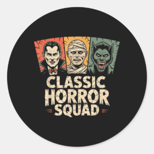 Clic Horror Squad Vintage Retro Monster Halloween Classic Round Sticker
