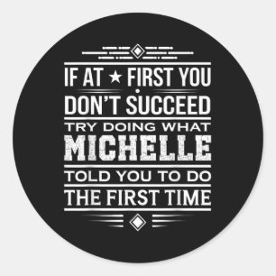 Clic Michelle First Name Design Retro-inspired Vin Classic Round Sticker