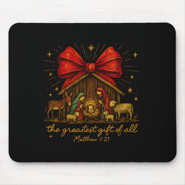 Clic Nativity Scene – Greatest Gift Matthew 1_21  Mouse Mat (Front)