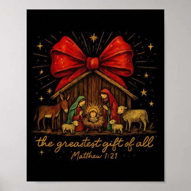 Clic Nativity Scene – Greatest Gift Matthew 1_21  Poster (Front)