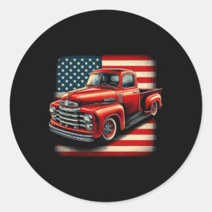 Clic Old Pickup Truck 4th Of July Patriotic Americ Classic Round Sticker