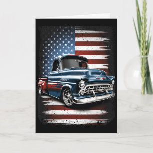 Clic Old Pickup Truck American Flag 4th Of July Pa Card