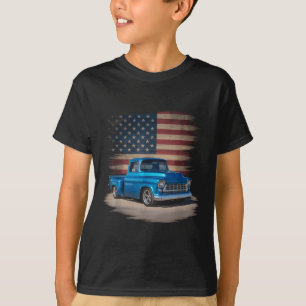 Clic Old Pickup Truck American Flag 4th Of July Pa T-Shirt