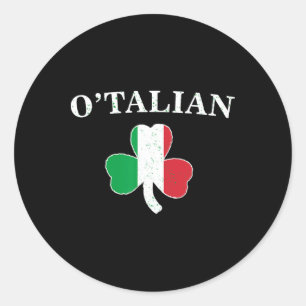 Clic O'talian Shamrock And Italy Flag Irish St Pat Classic Round Sticker